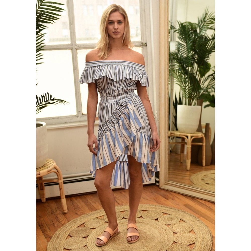 Misa Marin Off The Shoulder Mixed Striped Dress